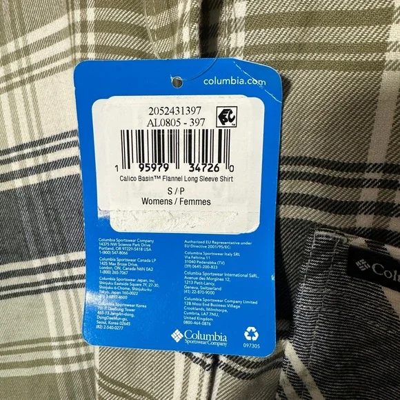 NWT Columbia Calico Basin Flannel Shirt Jacket Womens S Green Plaid Long Sleeve - Picture 4 of 6